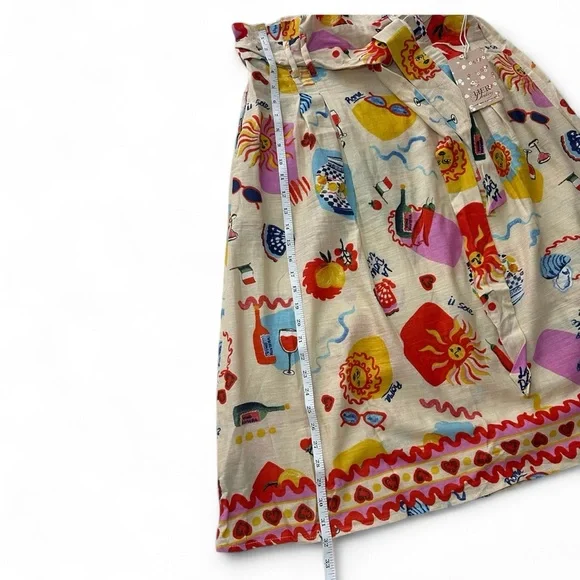 Her Destiny Dolce Vita Print Skirt Linen Blend Italy Inspired NWT LARGE - Picture 3 of 5